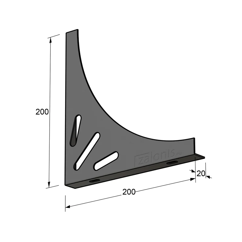 ΓΩΝΙΑ ΡΑΦΙΟΥ ΔΕΛΤΑ / 200x200x20 / ΓΚΡΙ